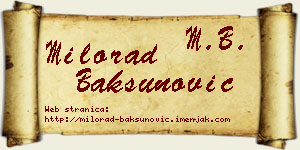 Milorad Bakšunović vizit kartica
